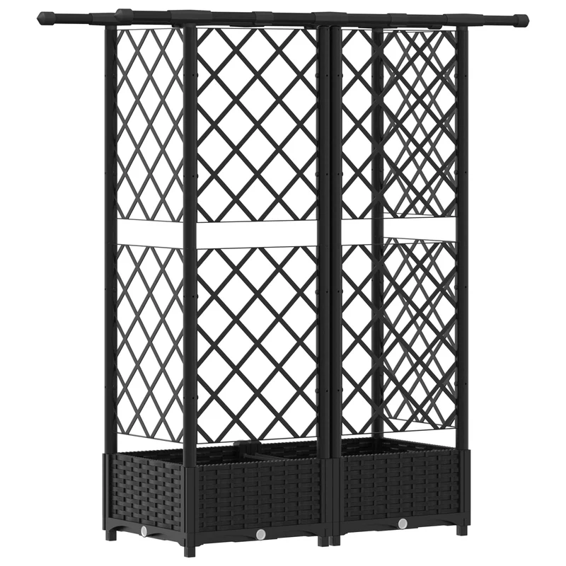 Cama Elevada Con Trellis Y Techo Negro 124 X 40 X 121 Cm Pp