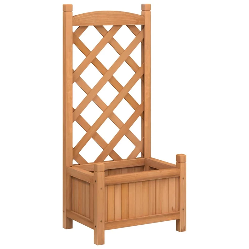 Jardinera Con Enrejado Marrón 40x30x90 Cm Madera Maciza De Abeto