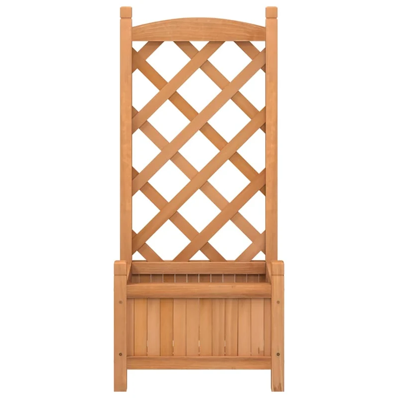Jardinera Con Enrejado Marrón 40x30x90 Cm Madera Maciza De Abeto