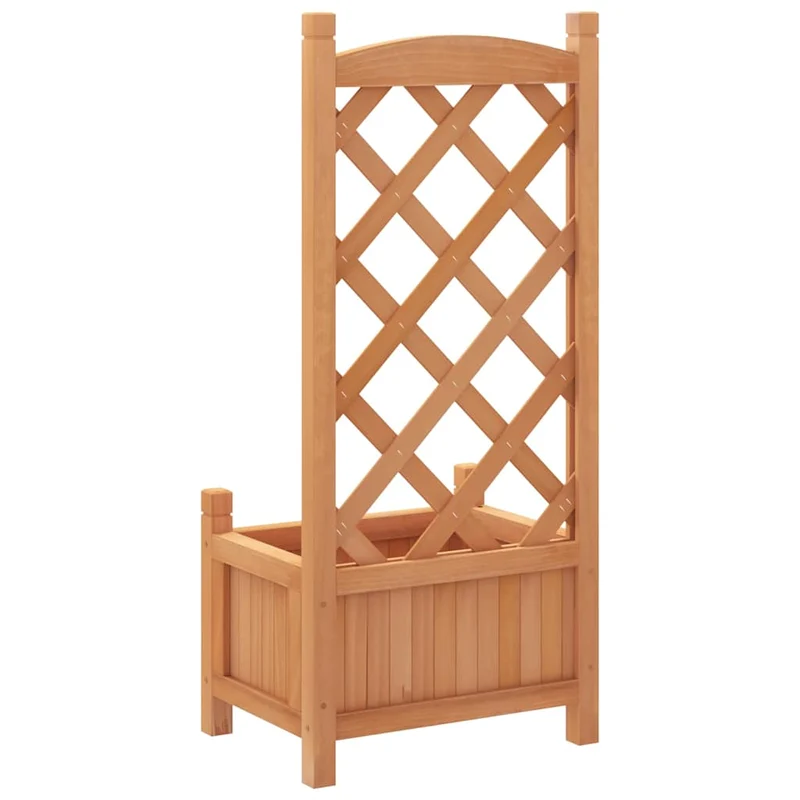 Jardinera Con Enrejado Marrón 40x30x90 Cm Madera Maciza De Abeto