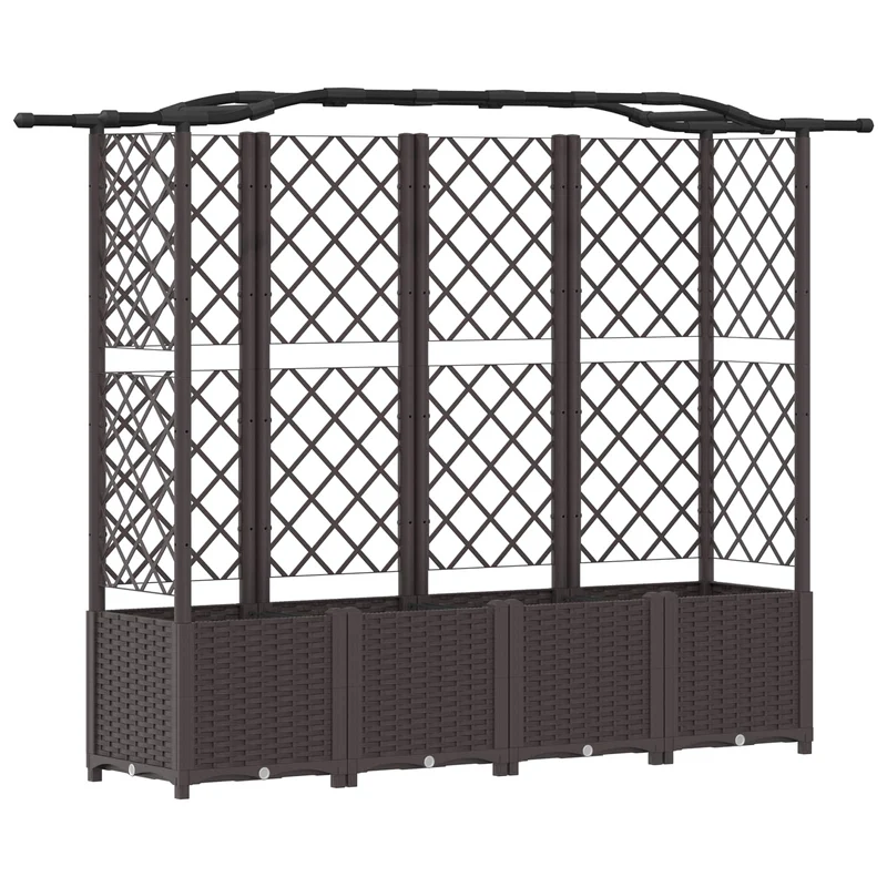 Cama Elevada Con Trellis Y Techo Marrón 204 X 40 X 138 Cm Pp