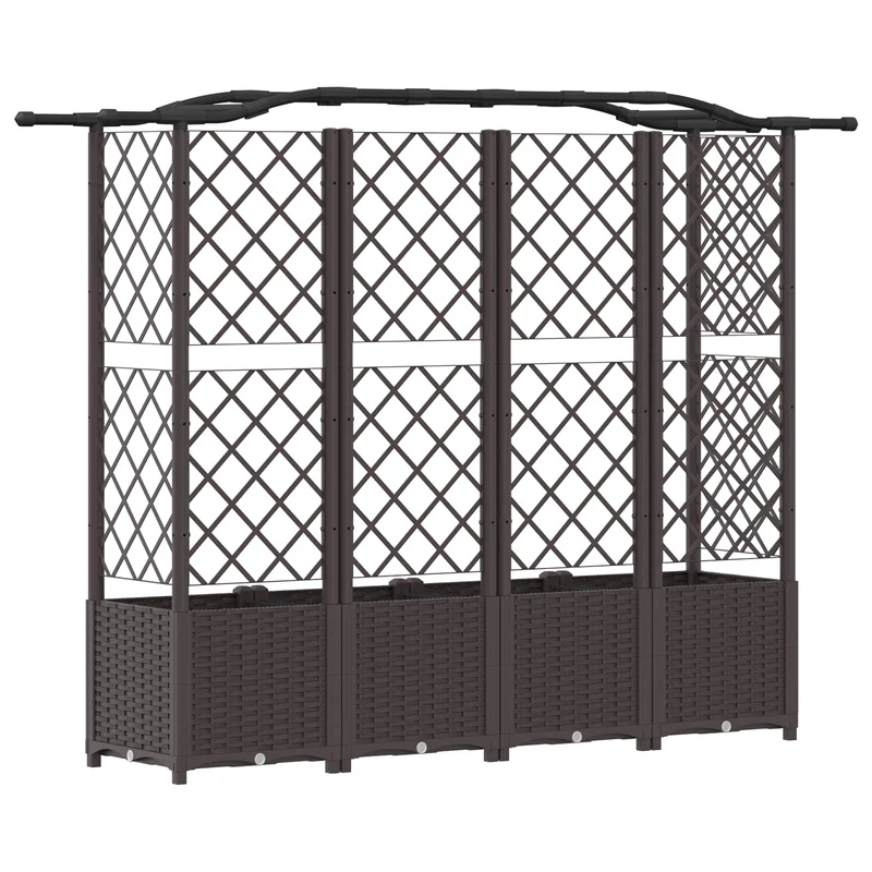 Cama Elevada Con Trellis Y Techo Marrón 204 X 40 X 138 Cm Pp