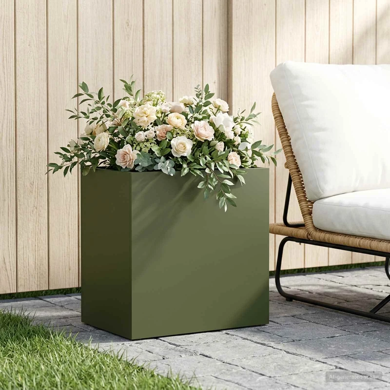 Macetero De Jardín Verde Oliva 50 X 30 X 40 Cm