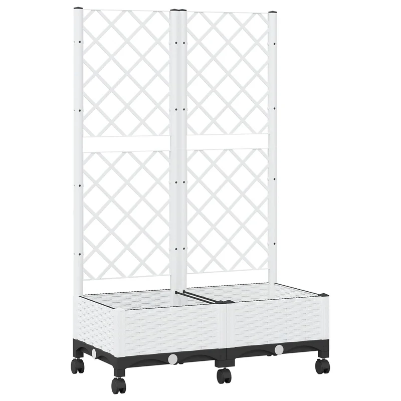 Jardinera Con Enrejado Y Ruedas Blanco 80 X 40 X 131,5 Cm Pp