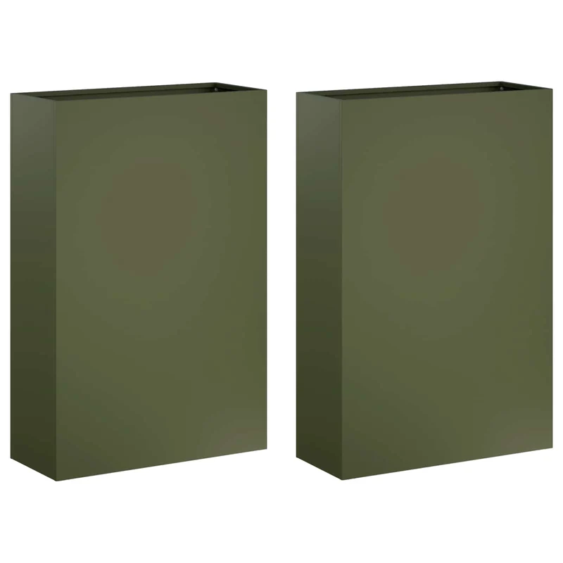 Macetero De Jardín 2 Uds. Verde Oliva 40 X 20 X 75 Cm
