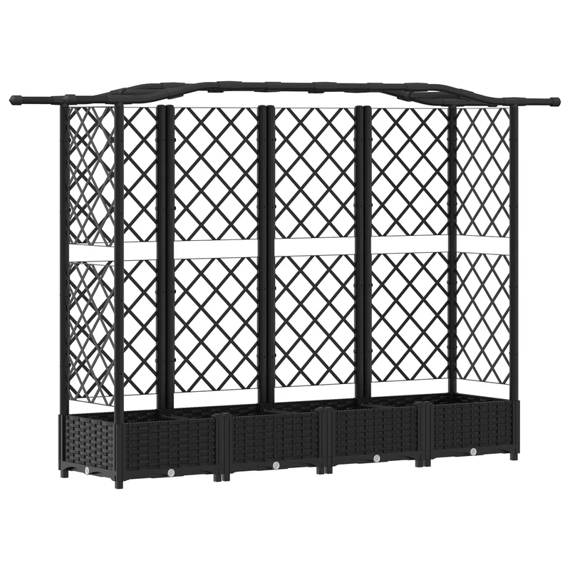 Cama Elevada Con Trellis Y Techo Negro 203,5 X 40 X 123 Cm Pp