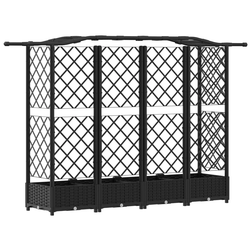 Cama Elevada Con Trellis Y Techo Negro 203,5 X 40 X 123 Cm Pp