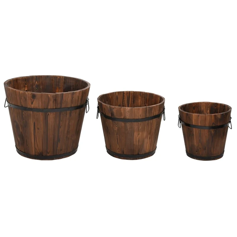 Juego De Maceteros Cubo De Madera 3 Piezas Madera Maciza Abeto
