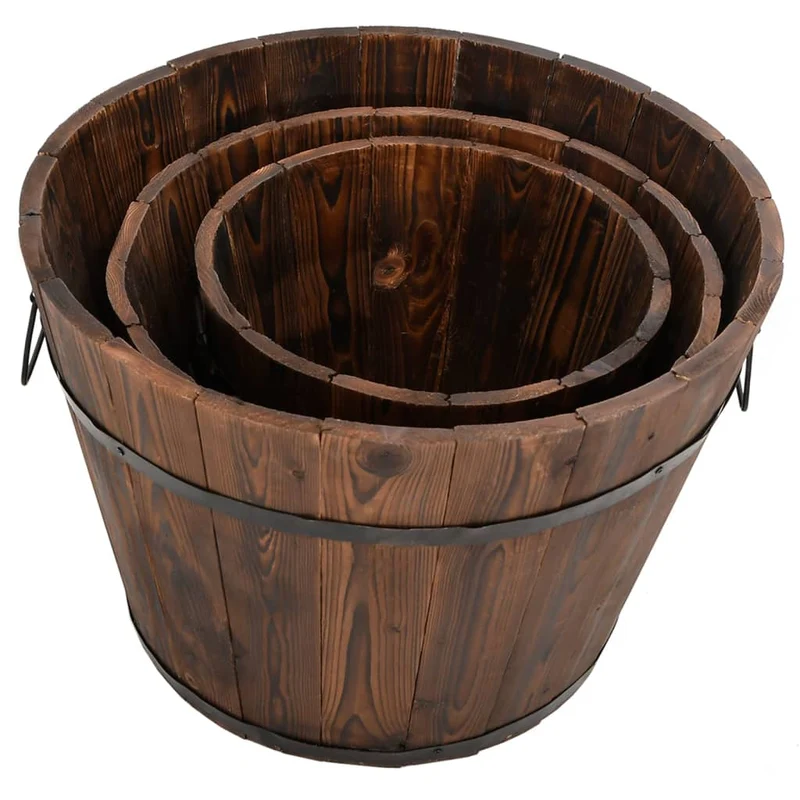 Juego De Maceteros Cubo De Madera 3 Piezas Madera Maciza Abeto