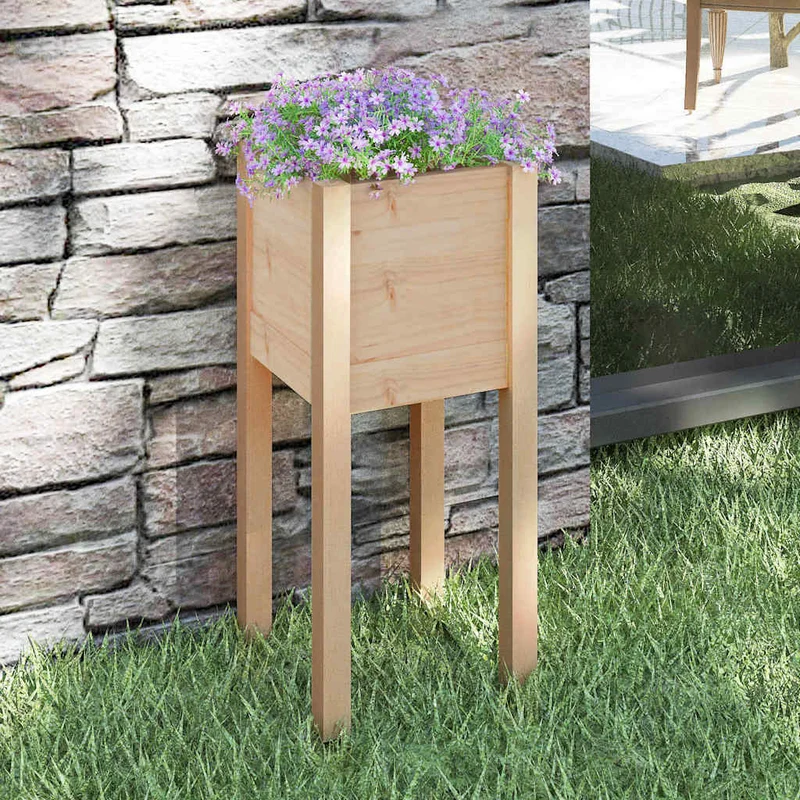 Jardinera De Madera Maciza De Pino 31x31x70 Cm