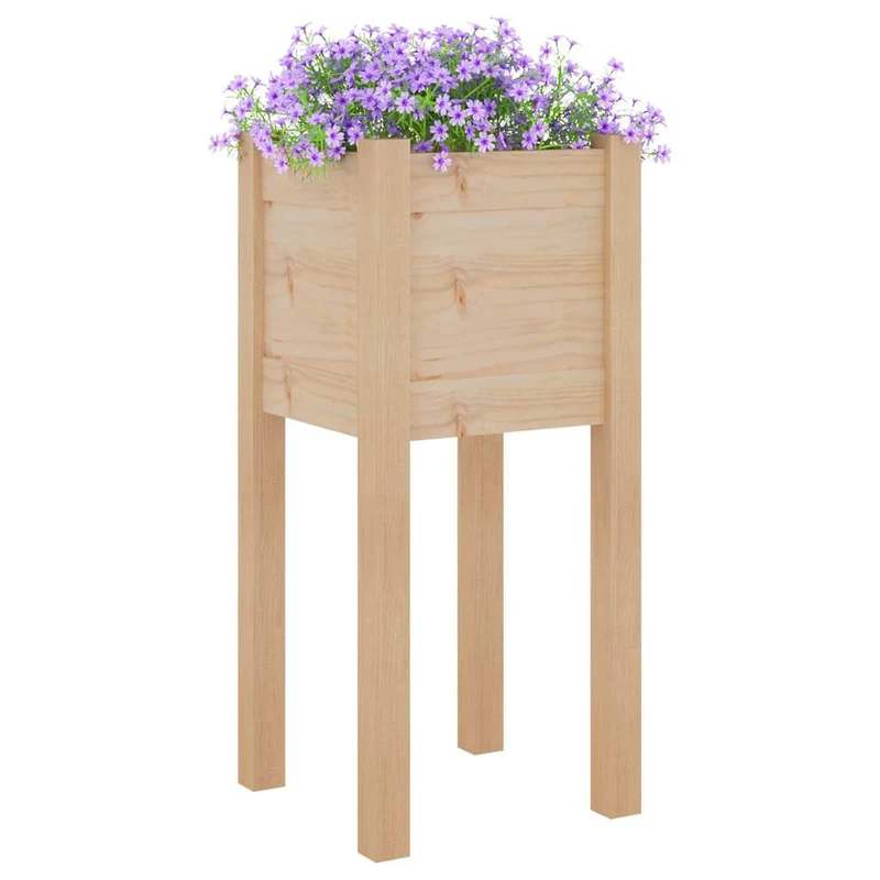 Jardinera De Madera Maciza De Pino 31x31x70 Cm