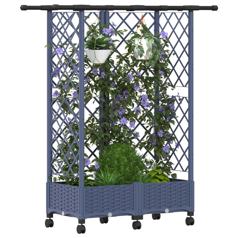 Cama Elevada Con Trellis Y Techo Gris 124 X 40 X 127 Cm Pp