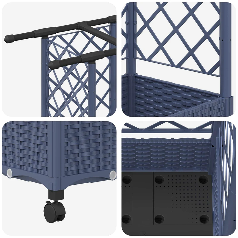 Cama Elevada Con Trellis Y Techo Gris 124 X 40 X 127 Cm Pp