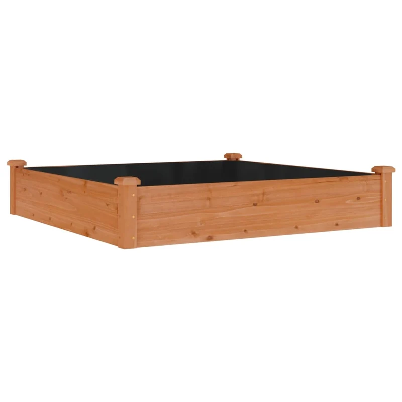 Jardinera Arriate Forro Madera Maciza Abeto Marrón 120x120x25cm