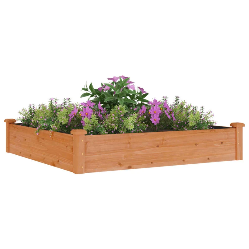 Jardinera Arriate Forro Madera Maciza Abeto Marrón 120x120x25cm
