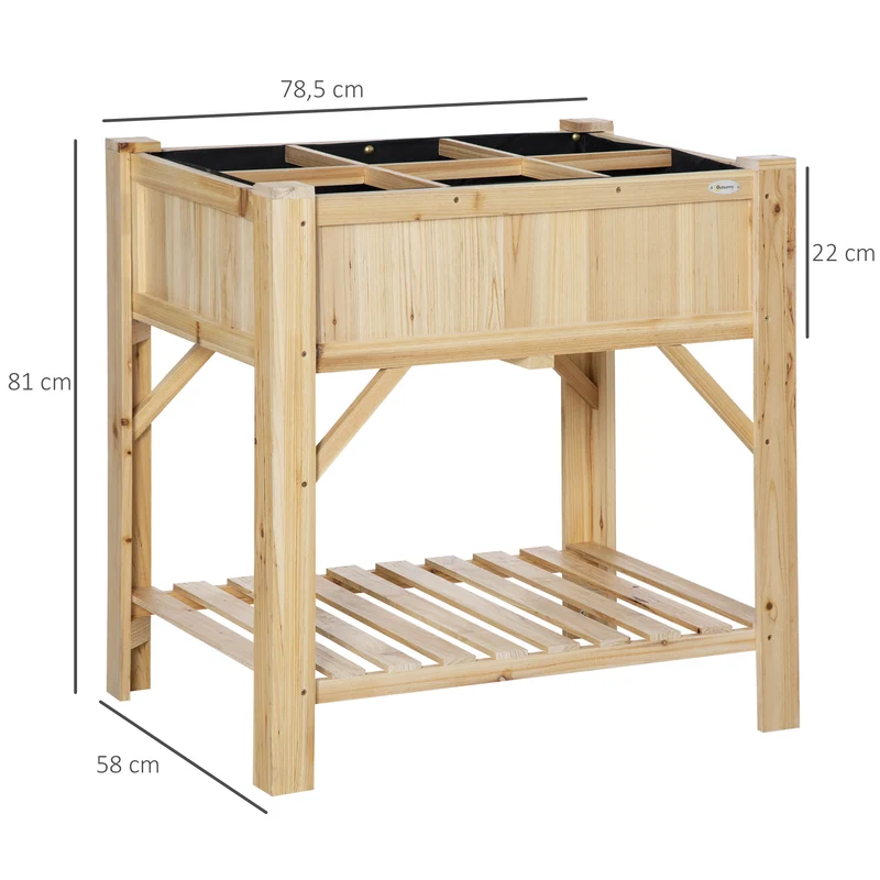 Outsunny Huerto Urbano De Madera Jardín 6 Compartimentos Estante 78,5x58x81 Cm