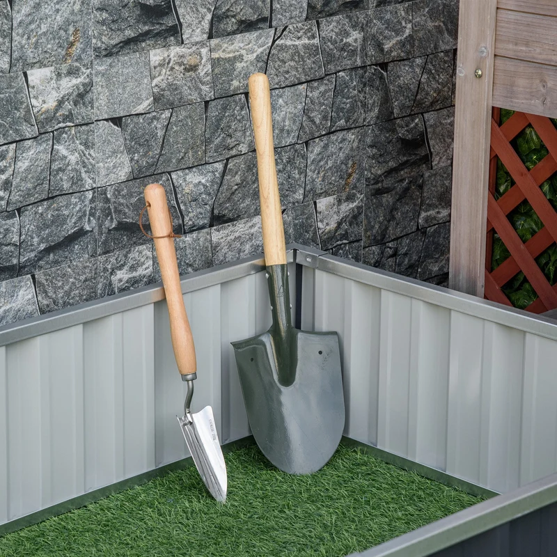 Outsunny Huerto Urbano 174x90x30cm Con Guantes Para Cultivos Plantas Flores Gris