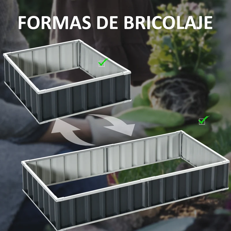 Outsunny Huerto Urbano 174x90x30cm Con Guantes Para Cultivos Plantas Flores Gris