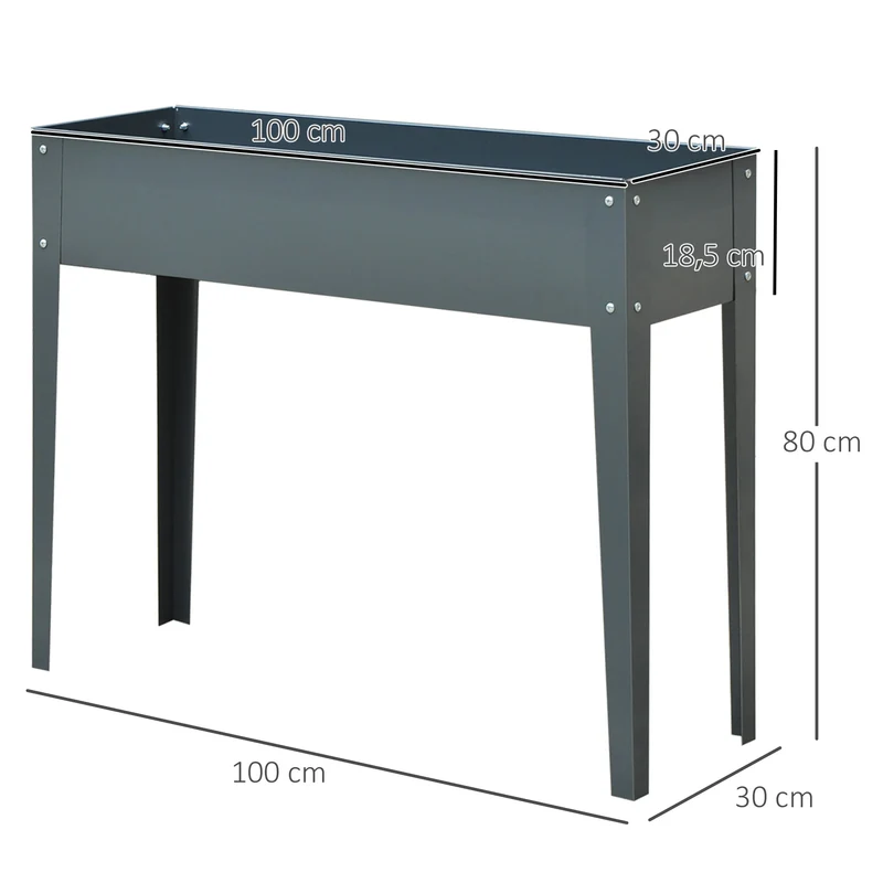 Outsunny Jardinera Elevada Rectangular Con 3 Orificios De Drenaje Para Planta