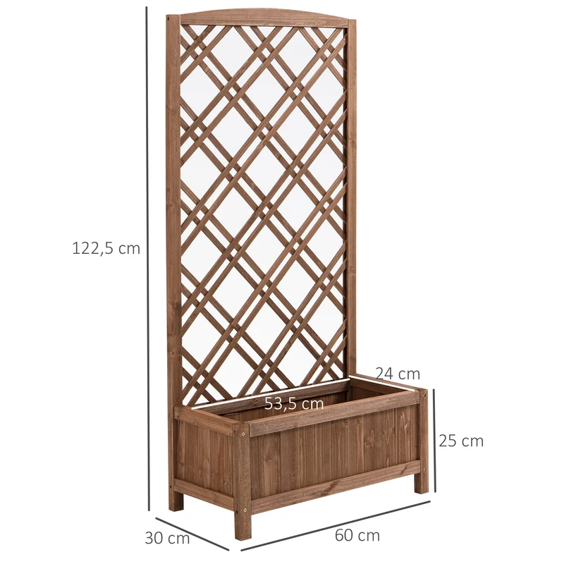 Outsunny Jardinera Con Enrejado Para Trepadora Cultivos Plantas 60x30x122,5 Cm
