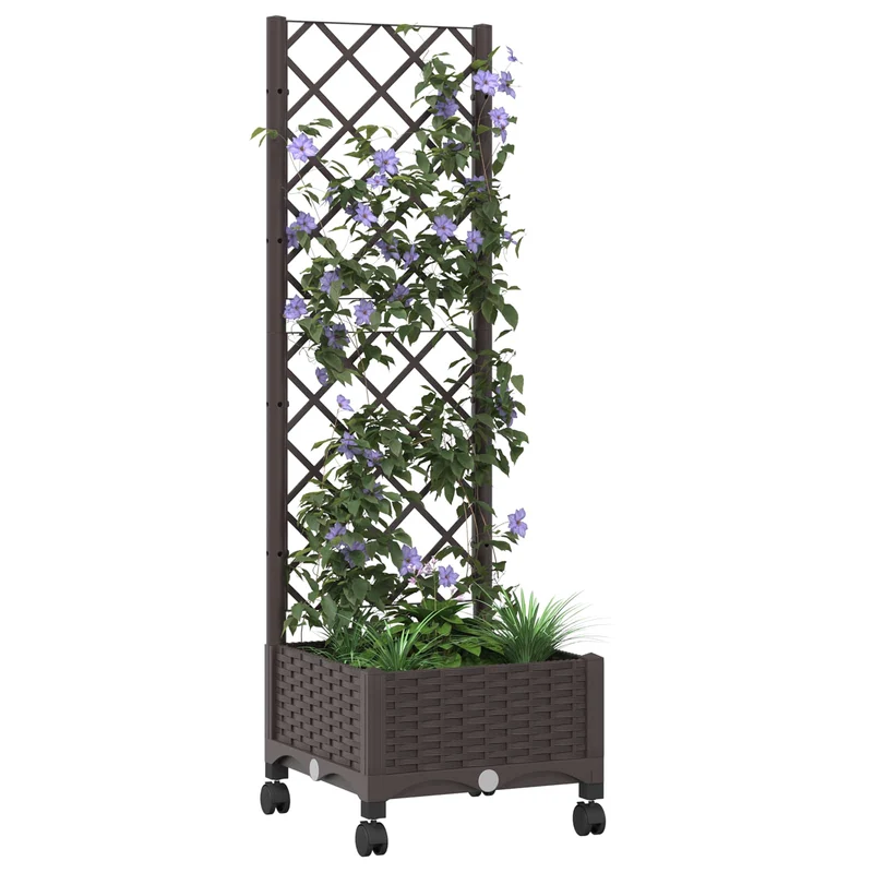 Jardinera Con Enrejado Y Ruedas Marrón 40 X 40 X 131,5 Cm Pp