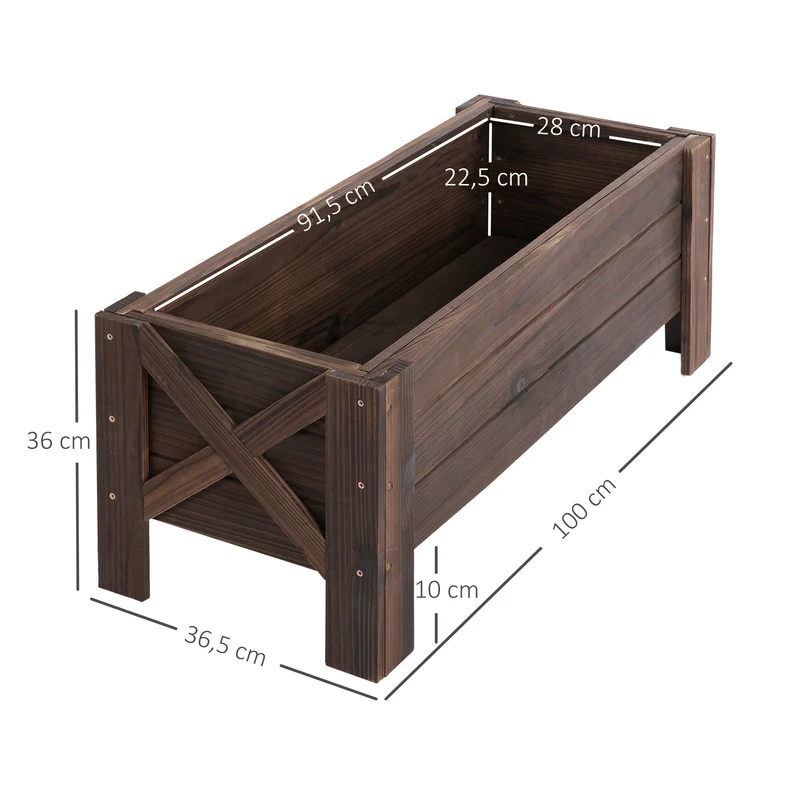 Outsunny Jardinera De Madera Arriate Rectangular Para Flores Y Plantas