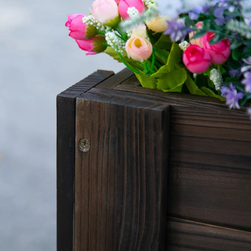 Outsunny Jardinera De Madera Arriate Rectangular Para Flores Y Plantas