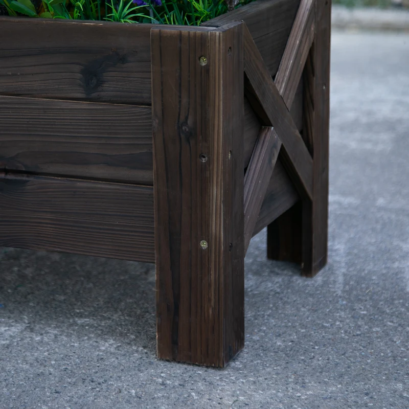 Outsunny Jardinera De Madera Arriate Rectangular Para Flores Y Plantas