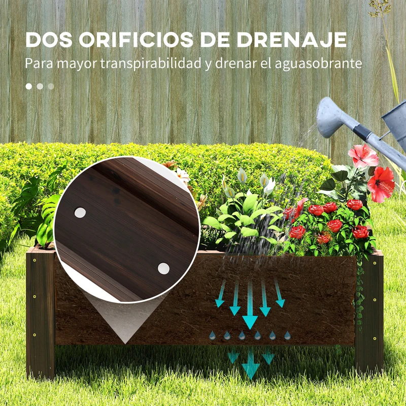 Outsunny Jardinera De Madera Arriate Rectangular Para Flores Y Plantas