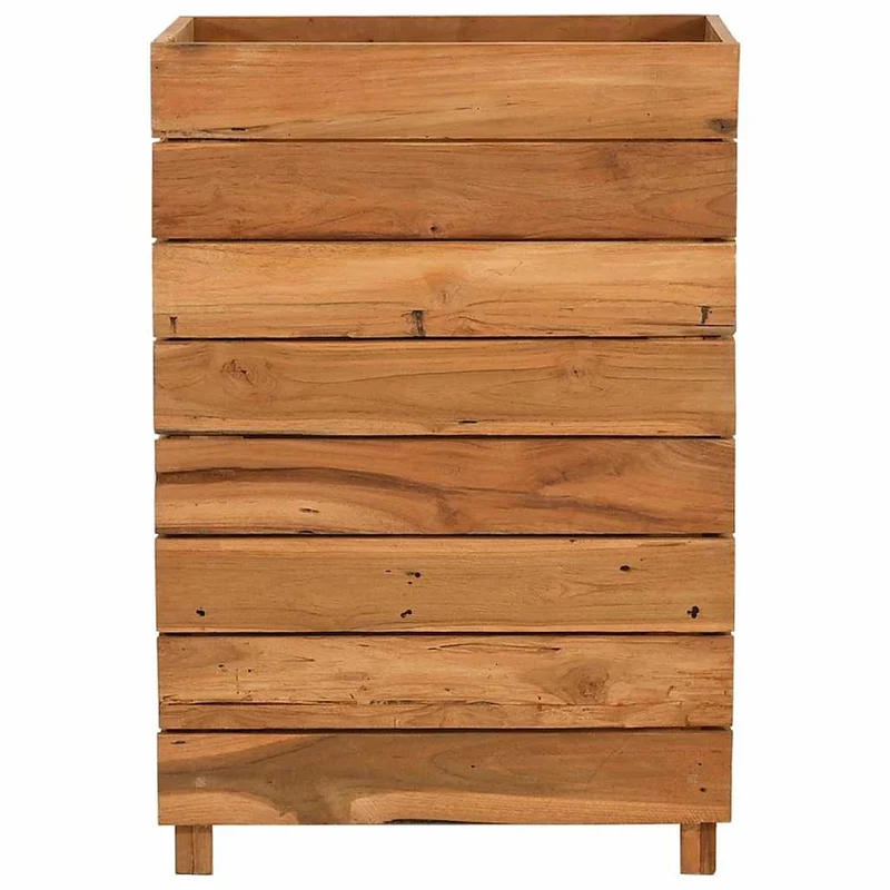 Arriate Elevado Madera De Teca Reciclada Y Acero 50x40x72 Cm