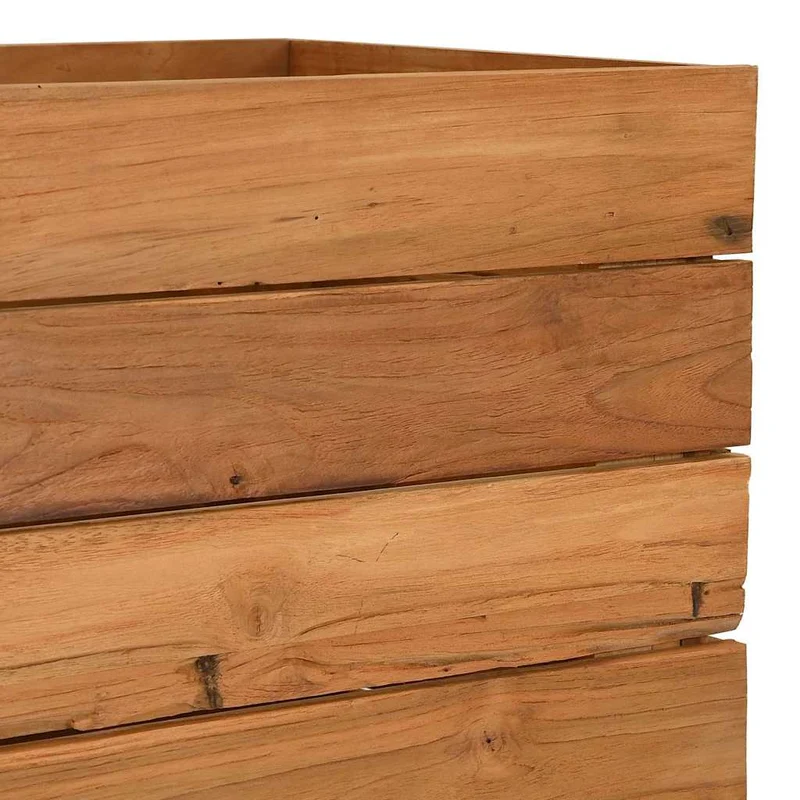 Arriate Elevado Madera De Teca Reciclada Y Acero 50x40x72 Cm