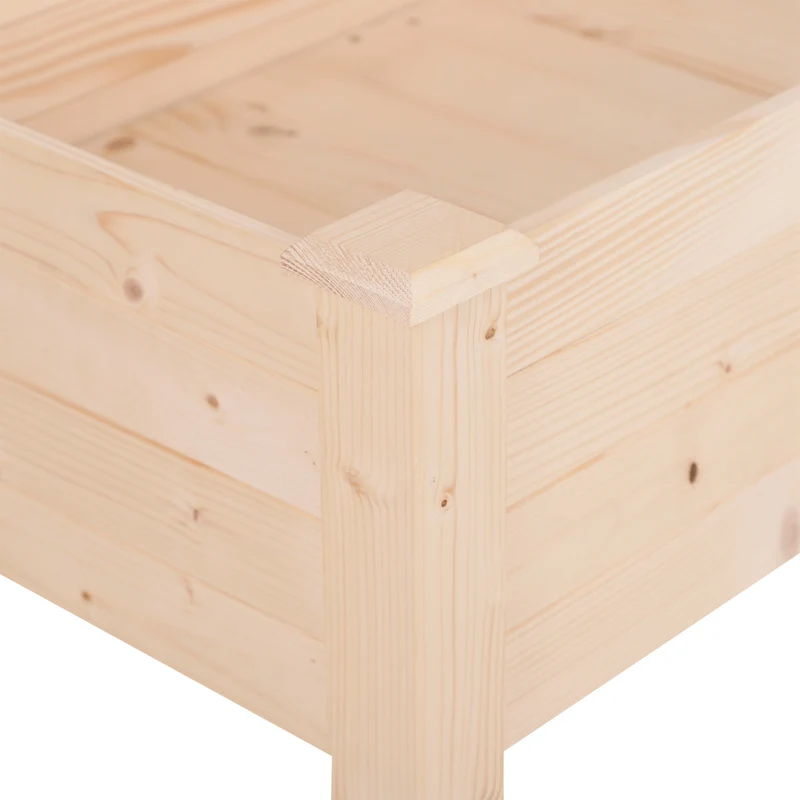 Outsunny Huerto Urbano Elevado Madera 122,5x56,5x76 Cm tela No Tejida Natural