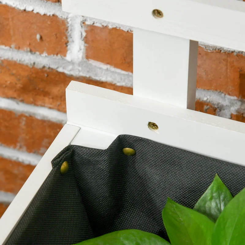 Outsunny Jardinera Con Enrejado Madera Con Ruedas Soporte Para Trepadora Blanco