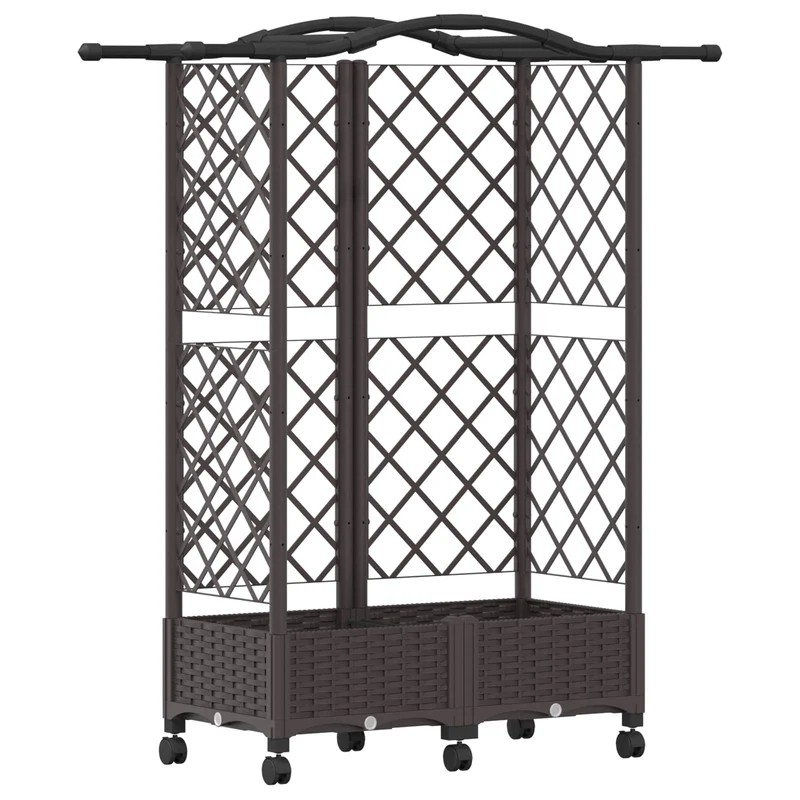 Cama Elevada Con Trellis Y Techo Marrón 124 X 40 X 129 Cm Pp