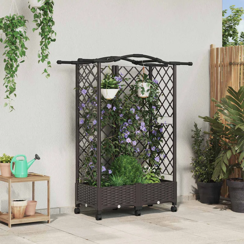 Cama Elevada Con Trellis Y Techo Marrón 124 X 40 X 129 Cm Pp