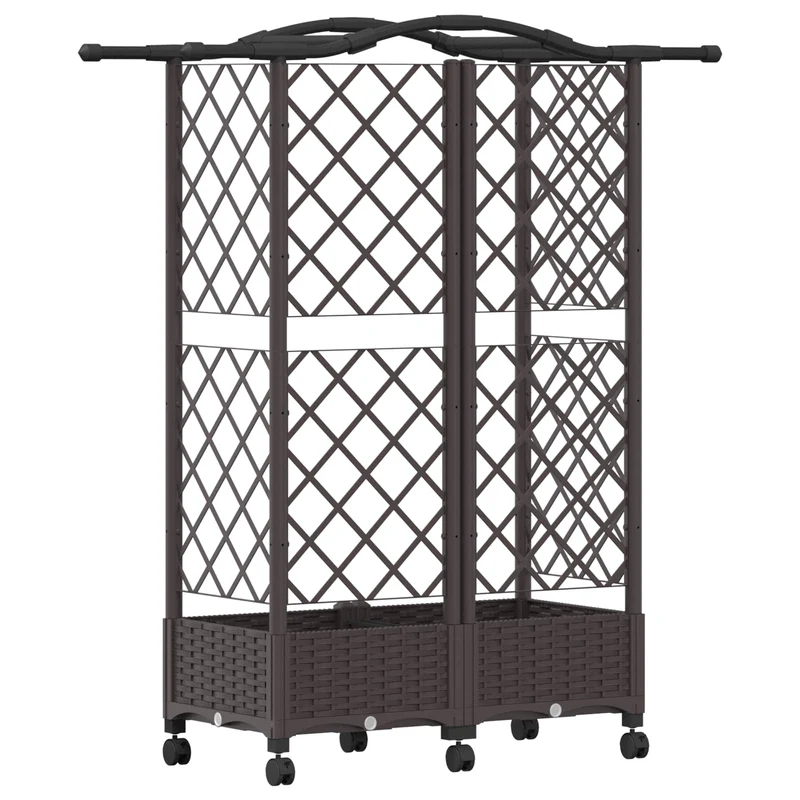Cama Elevada Con Trellis Y Techo Marrón 124 X 40 X 129 Cm Pp