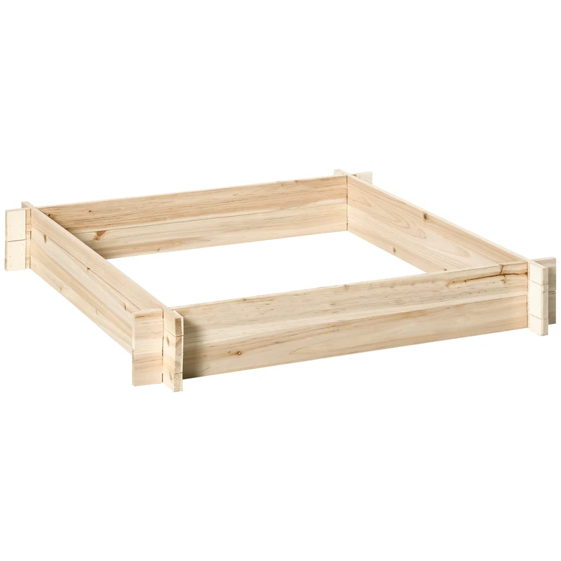 Outsunny Arriate De Madera De Jardín Suelo De Huerto Urbano 100x100x16cm Natural