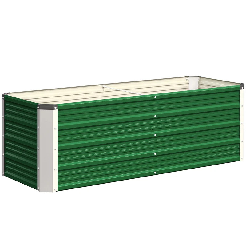 Outsunny Arriate De Jardín De Acero Jardinera Cultivos Plantas 125x47x40cm Verde