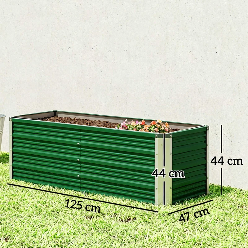 Outsunny Arriate De Jardín De Acero Jardinera Cultivos Plantas 125x47x40cm Verde