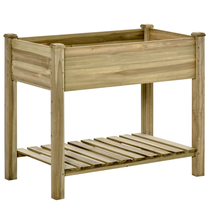 Outsunny Huerto Urbano De Madera Con Estante 91x51x76 Cm Para Cultivos Plantas