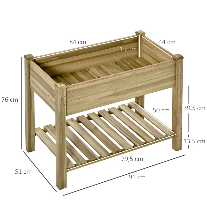 Outsunny Huerto Urbano De Madera Con Estante 91x51x76 Cm Para Cultivos Plantas