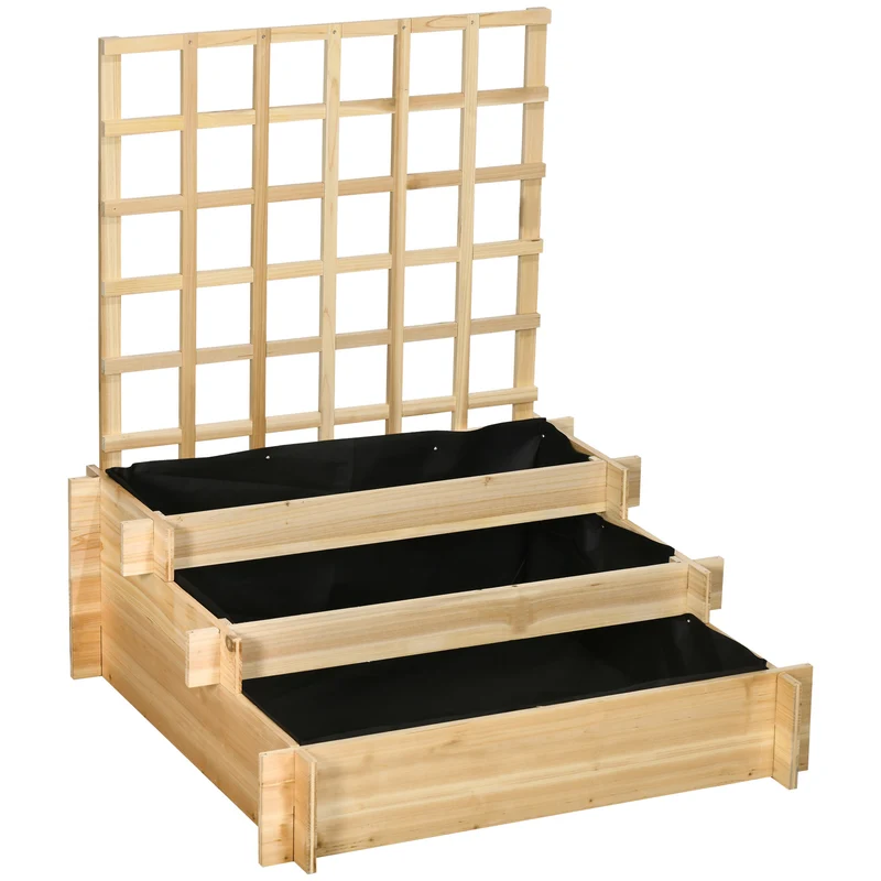 Outsunny Jardinera De 3 Niveles Con Enrejado Para Cultivos Verduras 95x95x110 Cm