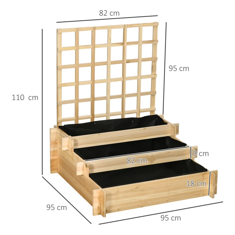 Outsunny Jardinera De 3 Niveles Con Enrejado Para Cultivos Verduras 95x95x110 Cm