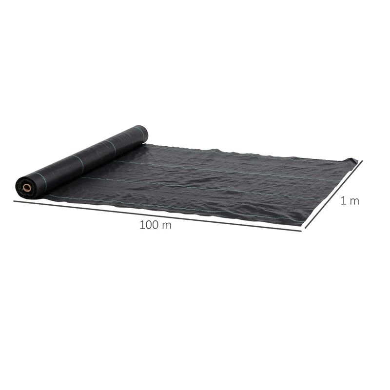 Outsunny Malla Antimaleza 1x100 M 60 G/m² Para Control De Malezas Malas Negro