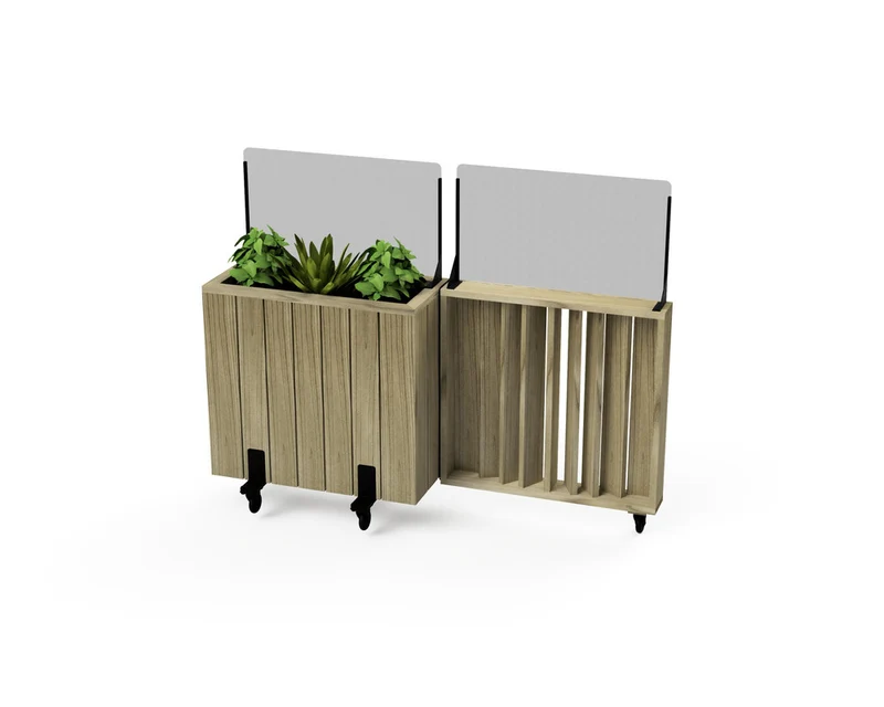 Kit Jardinera Alta De Madera Con Barandilla Y Cortavientos 40 Cm 75x34x80 Cm Hortalia