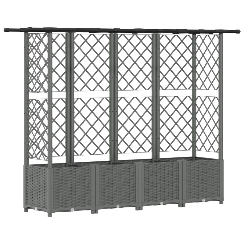 Cama Elevada Con Trellis Y Techo Gris Claro 202 X 40 X 136 Cm