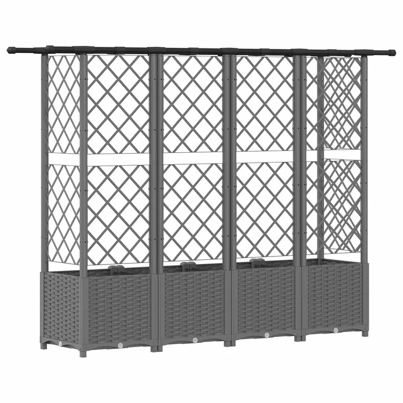 Cama Elevada Con Trellis Y Techo Gris Claro 202 X 40 X 136 Cm