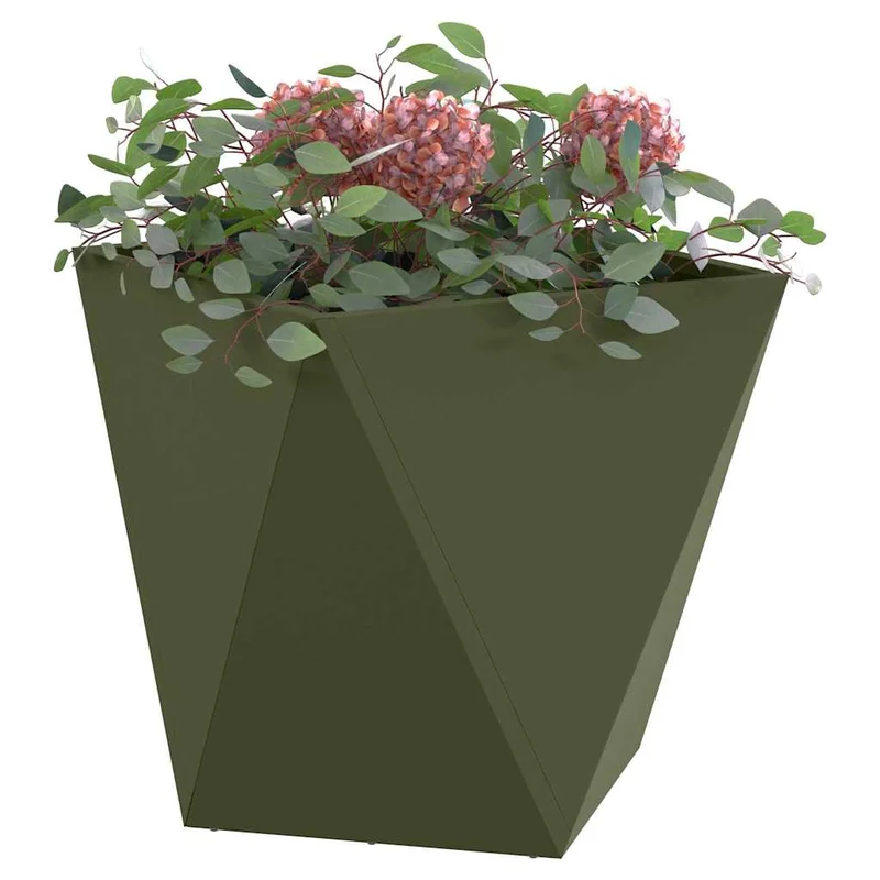 Jardinera 2 Uds. Verde Oliva 40 X 40 X 40 Cm Acero