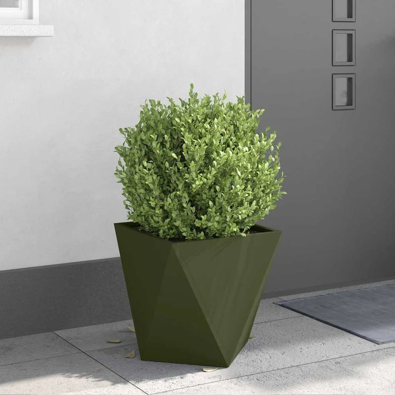 Jardinera 2 Uds. Verde Oliva 40 X 40 X 40 Cm Acero
