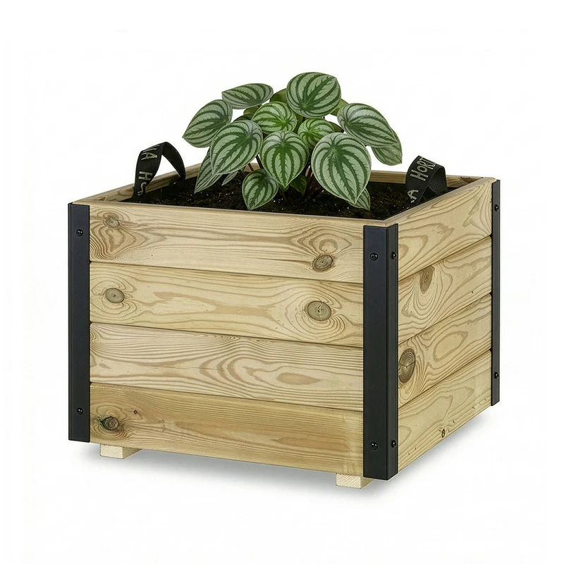 Jardinera De Madera Con Refuerzo De Aluminio 50x50x40 Cm Pun Al Hortalia